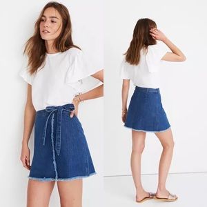 NWT Madewell Raw-Hem Mini Wrap Skirt